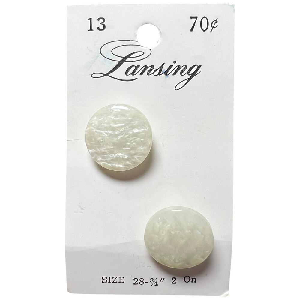 Vintage Lansing Pearlescent White Shank Buttons Set of 2 Size 28